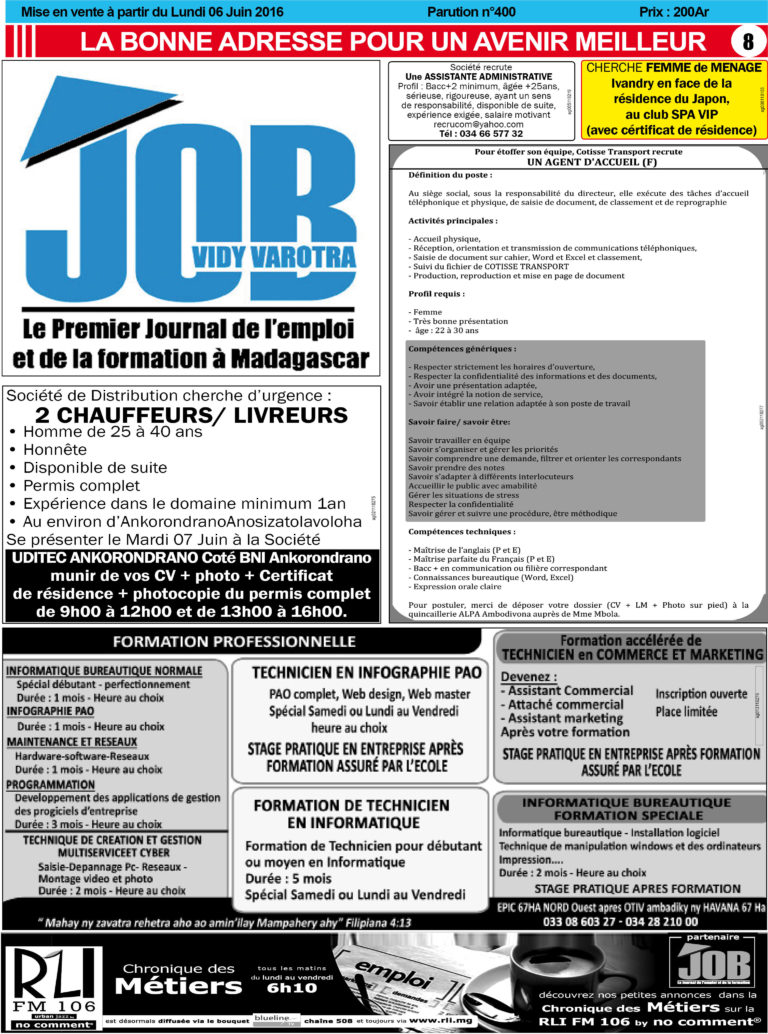 Le journal de l’emploi et de la formation – Groupe VidyVarotra